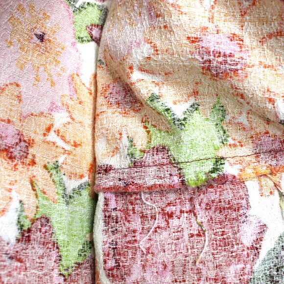 Vintage Flower Power Print Bark Cloth Fabric-3 Sewn Panels Boho Mod Groovy - Picture 4 of 7